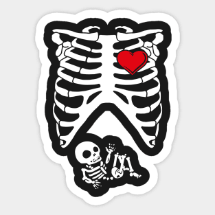 Spooky Skeleton Costume Pregnant Mommy Sticker